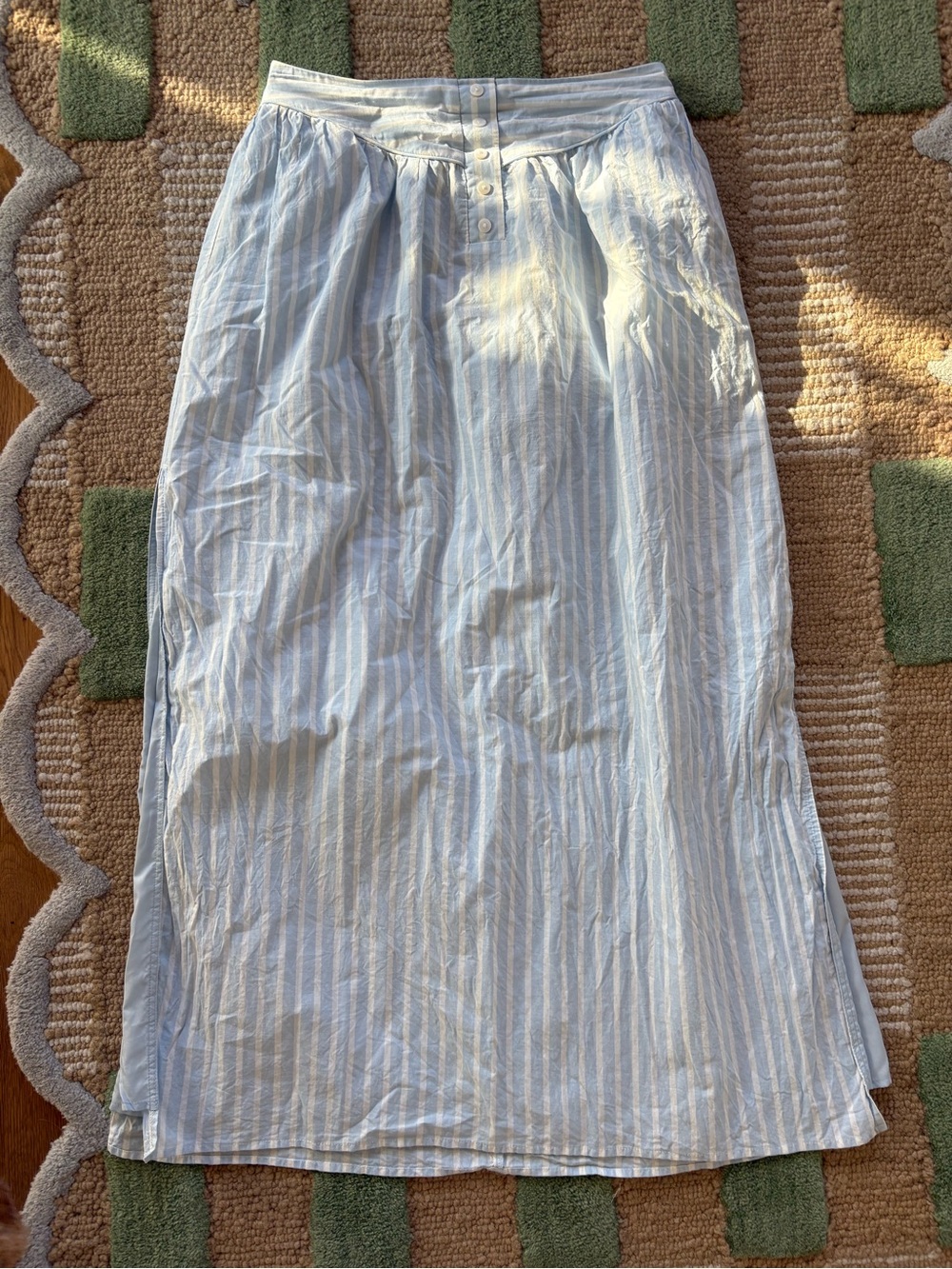 Anthropologie Light Blue Striped Maxi Skirt - S